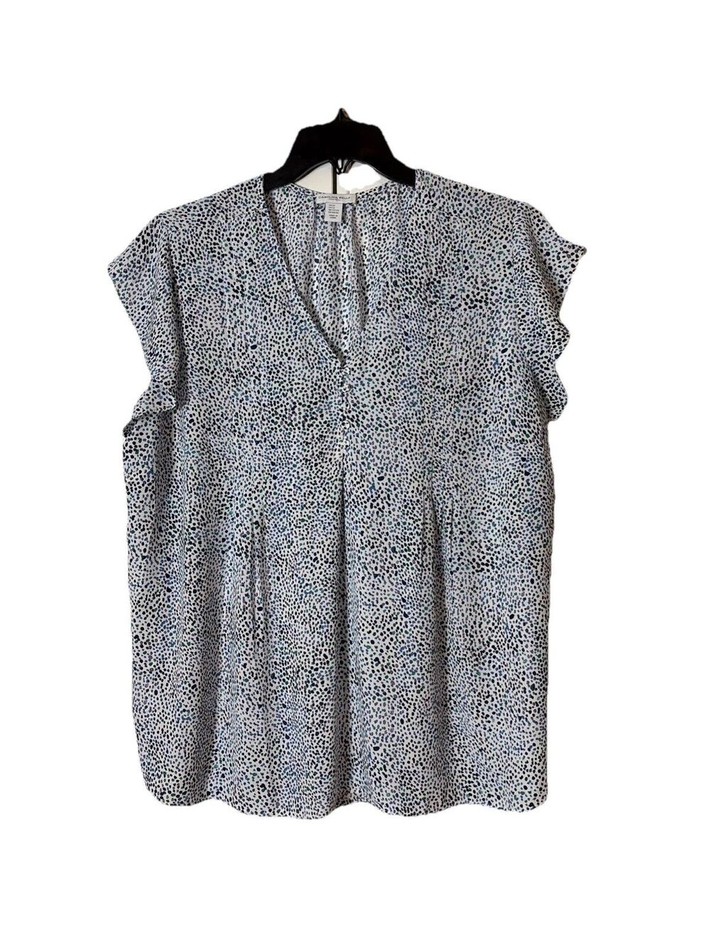 ✨Carolina Belle Montreal Blue Floral Pleated Flutter Sleeve Top Womens Size 2X ✨
